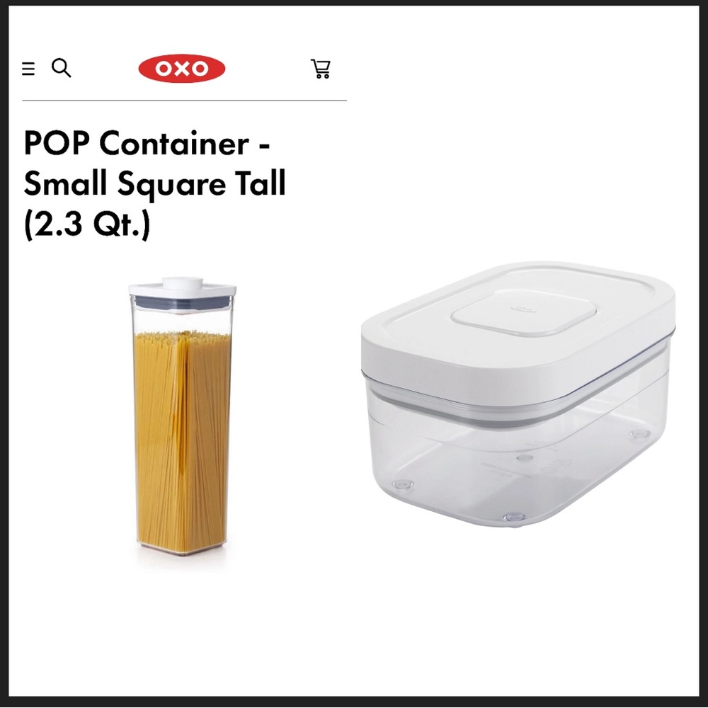 OXO POP containers Bundle 2.3 qt and 0.5 qt